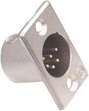 6-Pin XLR Male Rectangular Panel Connector, Nickel