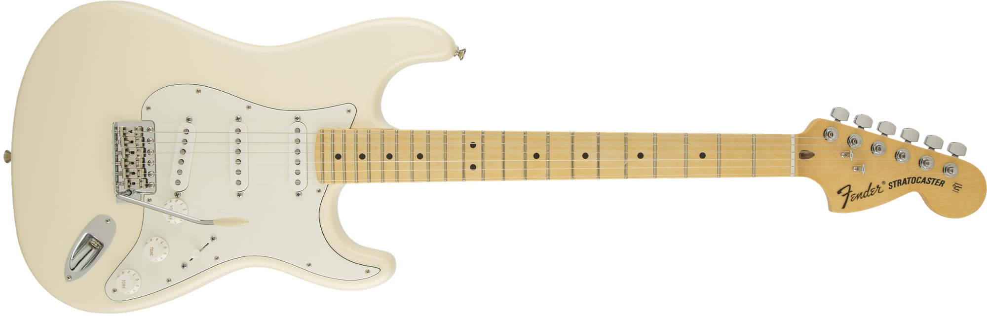 Electric Guitar with SSS Pickup Configuration in Olympic White with Maple Fingerboard