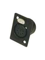 7-Pin XLR Female Rectangular Panel Connector, Black, Gold Contacts