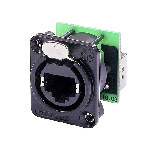 RJ45 Ethernet Female Panel Connector, Black