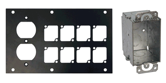 Connectrix Pocket Panel with 8 Connectrix Mounts, 1 Duplex Mount. and Switch Box