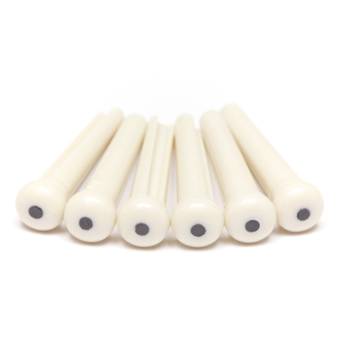 TUSQ Traditional Style Bridge Pins White with Black Inlay (6 Pieces)