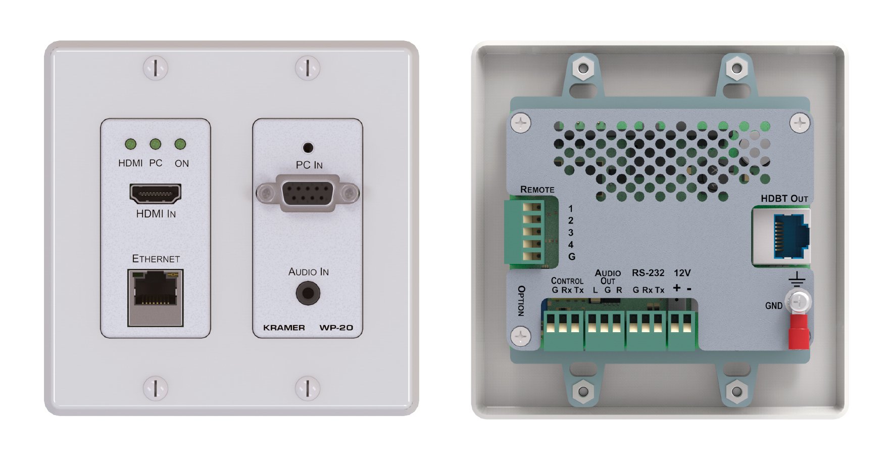 Active 2-Gang Wall Plate with Audio, Ethernet, HDMI, RS-232 Connectors