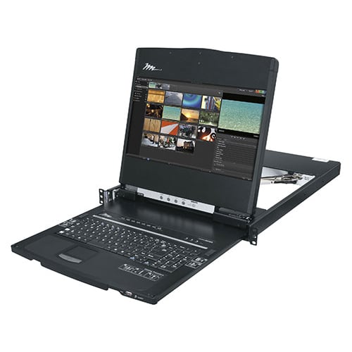 1RU Rackmount Console with 17" HD Display, Keyboard, Touchpad, and 8-Port KVM