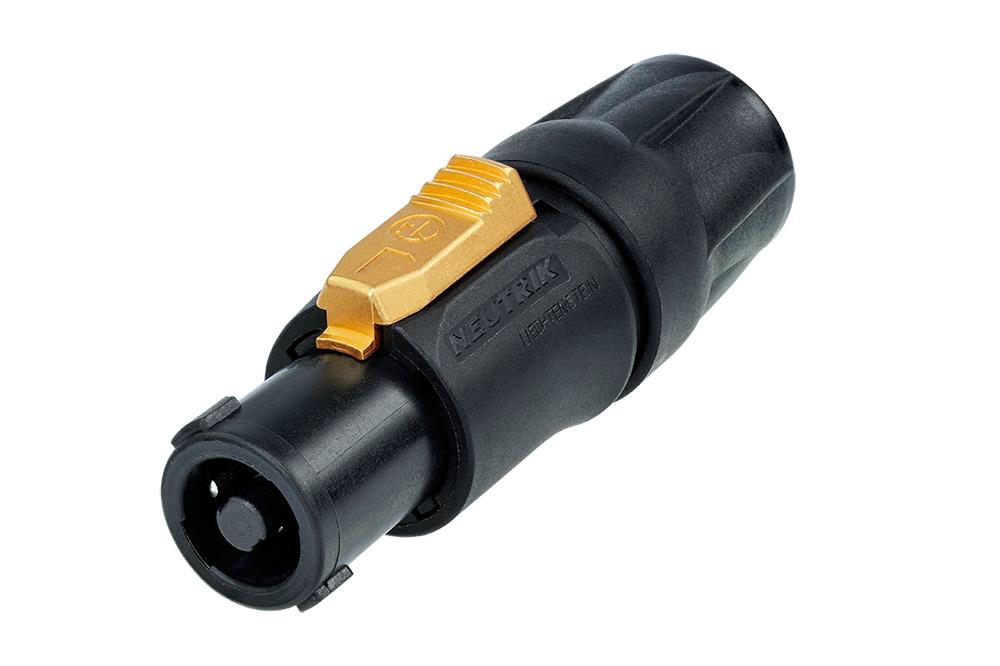 4-Pole Female Speakon Cable Connector with Black Housing, Gold Latch and Gold Contacts