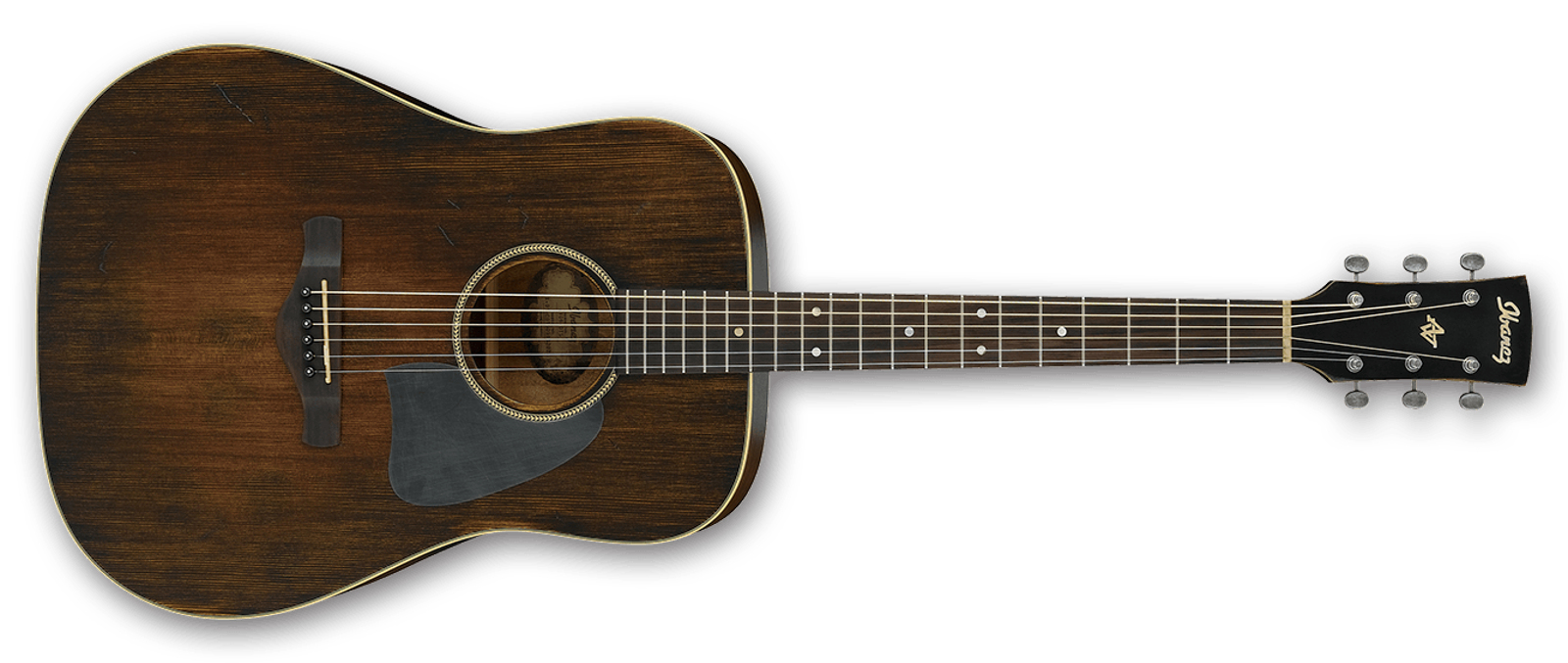 Artwood Vintage Acoustic Guitar with Distressed Tobacco Sunburst Finish