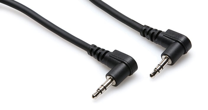 Right-angle 3.5 mm TRS Stereo Interconnect Cable, 10 ft