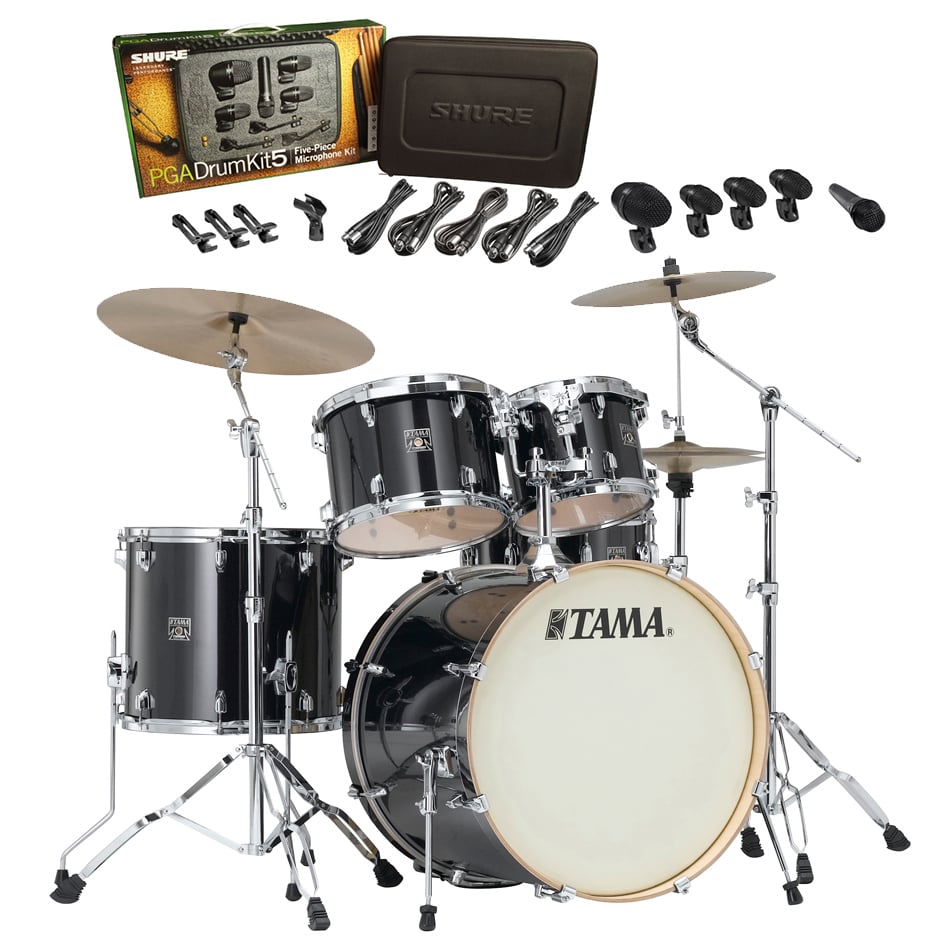 Superstar Classic Maple 5-Piece Shell Pack Brushed Charcoal Black with Free Shure Drum Mic Pack