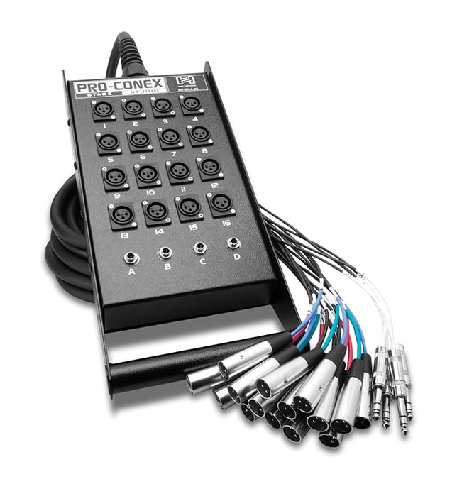 20 Channel Fan to Box Snake with (16) XLR Sends and (4) 1/4" TRS Returns, 25 ft