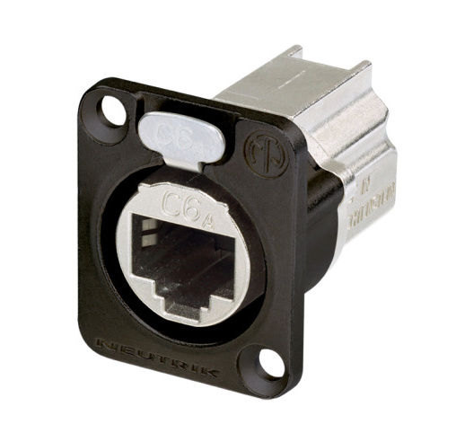 CAT6A Shielded Panel Connector with Black Housing