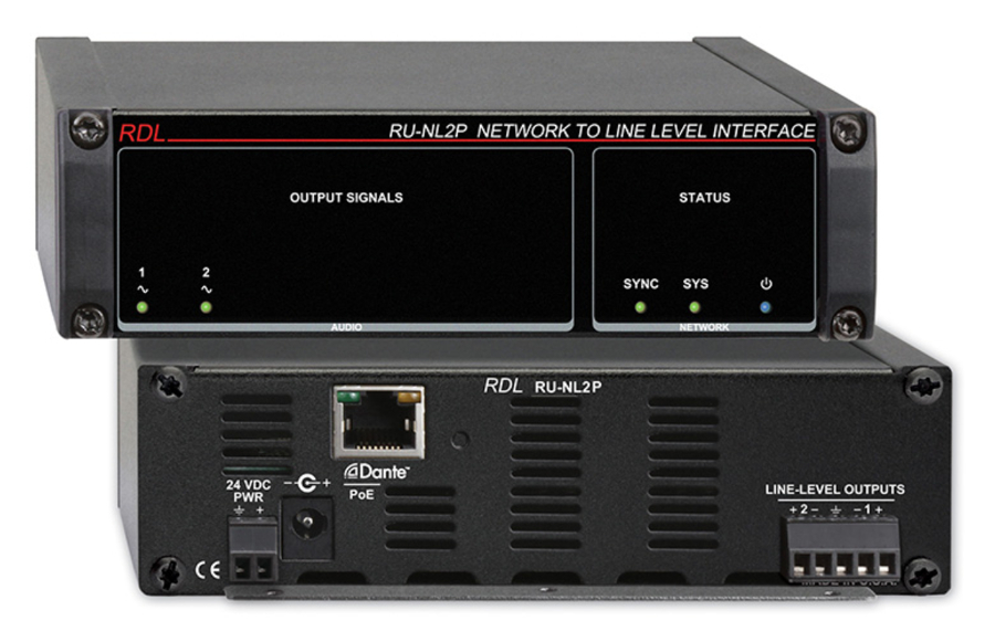 Network To Line Level Interface, Dante Input, 2 Balanced Out With PoE