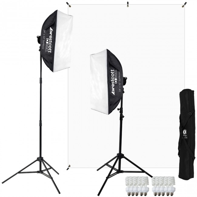 D5 2-Light Video Blogging Kit with X-Drop Stand and White Backdrop
