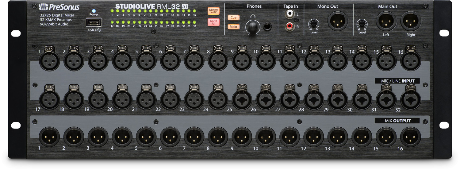 32-channel, Touch-Software Controlled, Rack-Mount Digital Mixer