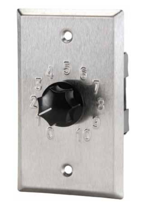 100W, 1-Gang, 10-Step Audio Attenuator Plate with Embossed Positions