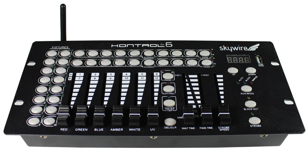 12-Channel, 6 Fader Wireless Rackmount DMX Controller with Skywire