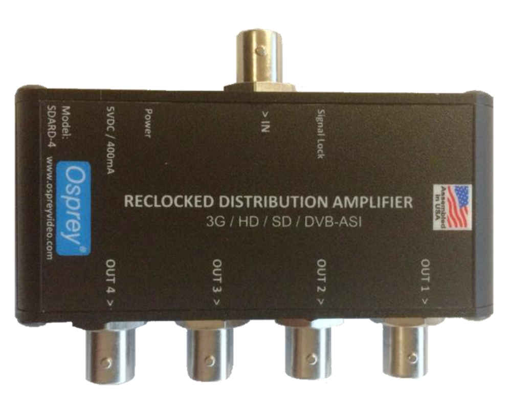 1:4 Equalized & Reclocking 3G Distribution Amplifier with DV