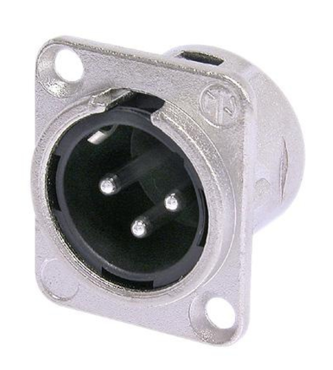 3-Pin Male XLR Chassis Connector in Nickel Housing with Silver Contacts and Solder Cups