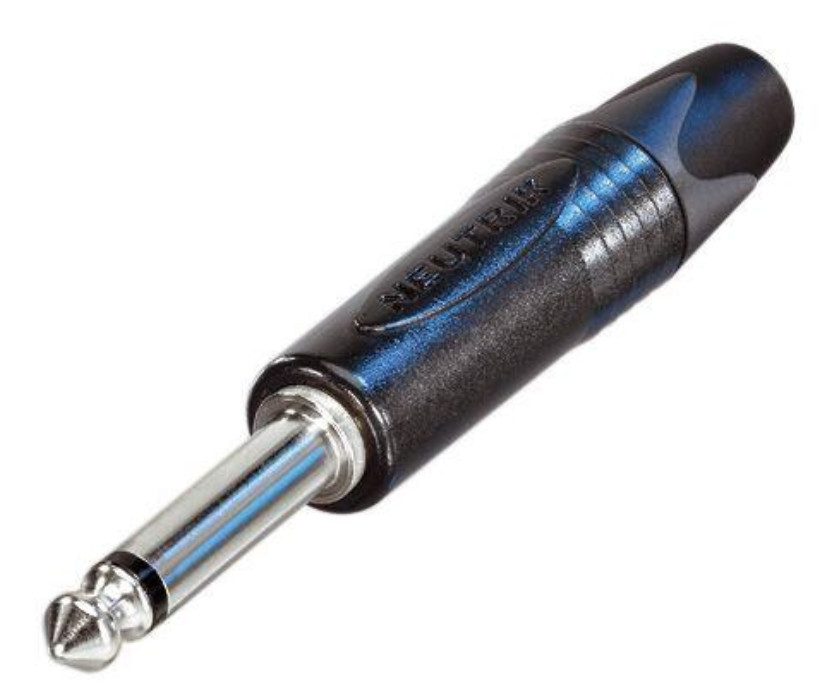 2-conductor 1/4" Phone Plug, Black Cable