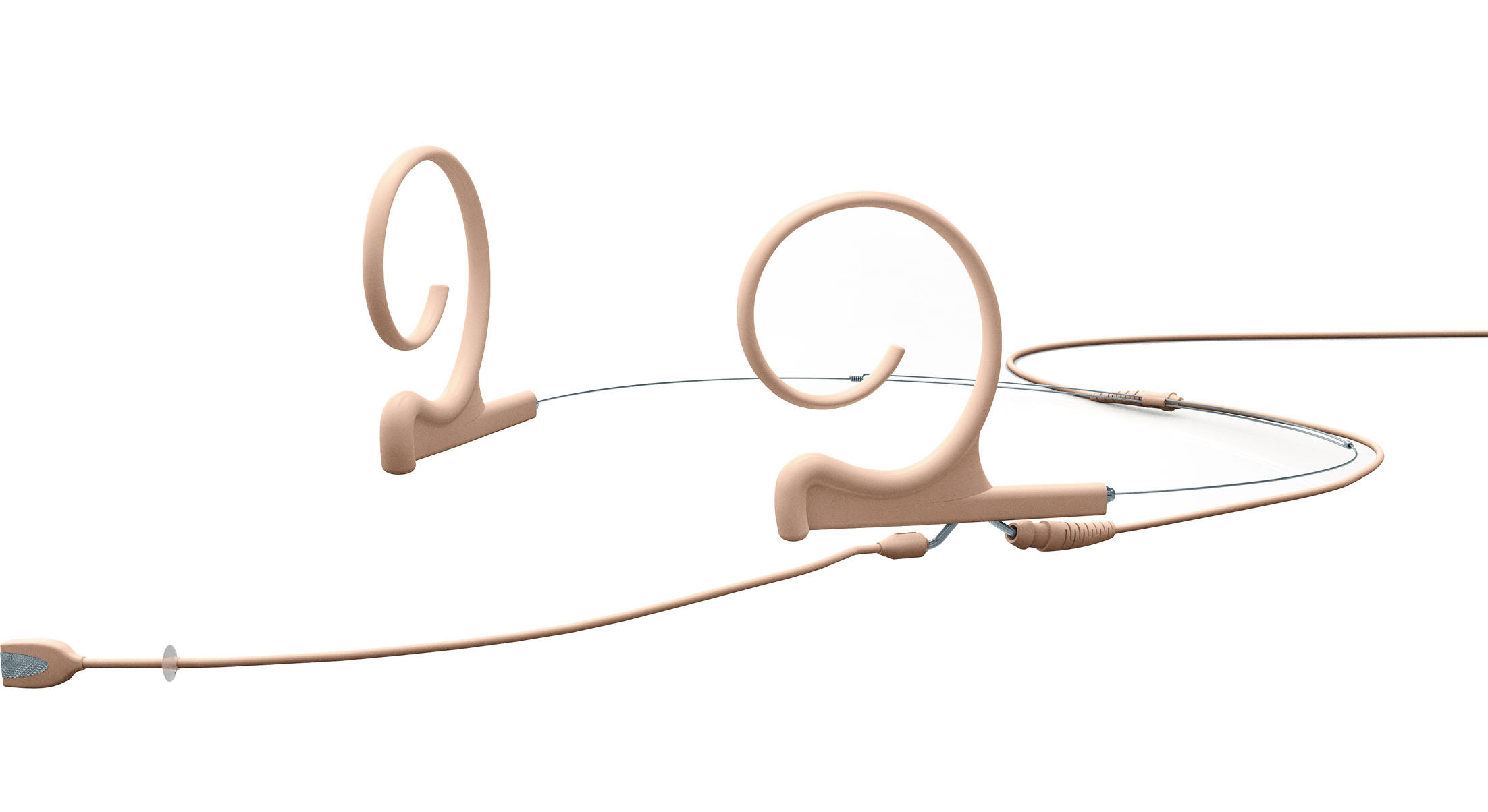 Headset Microphone With Medium Boom, Dual Ear, Beige
