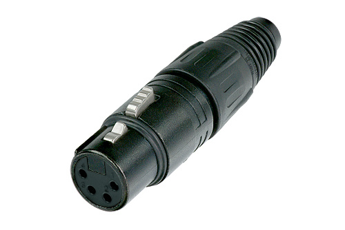 4-pin Female XLR Cable Connector, Black, Silver Contacts