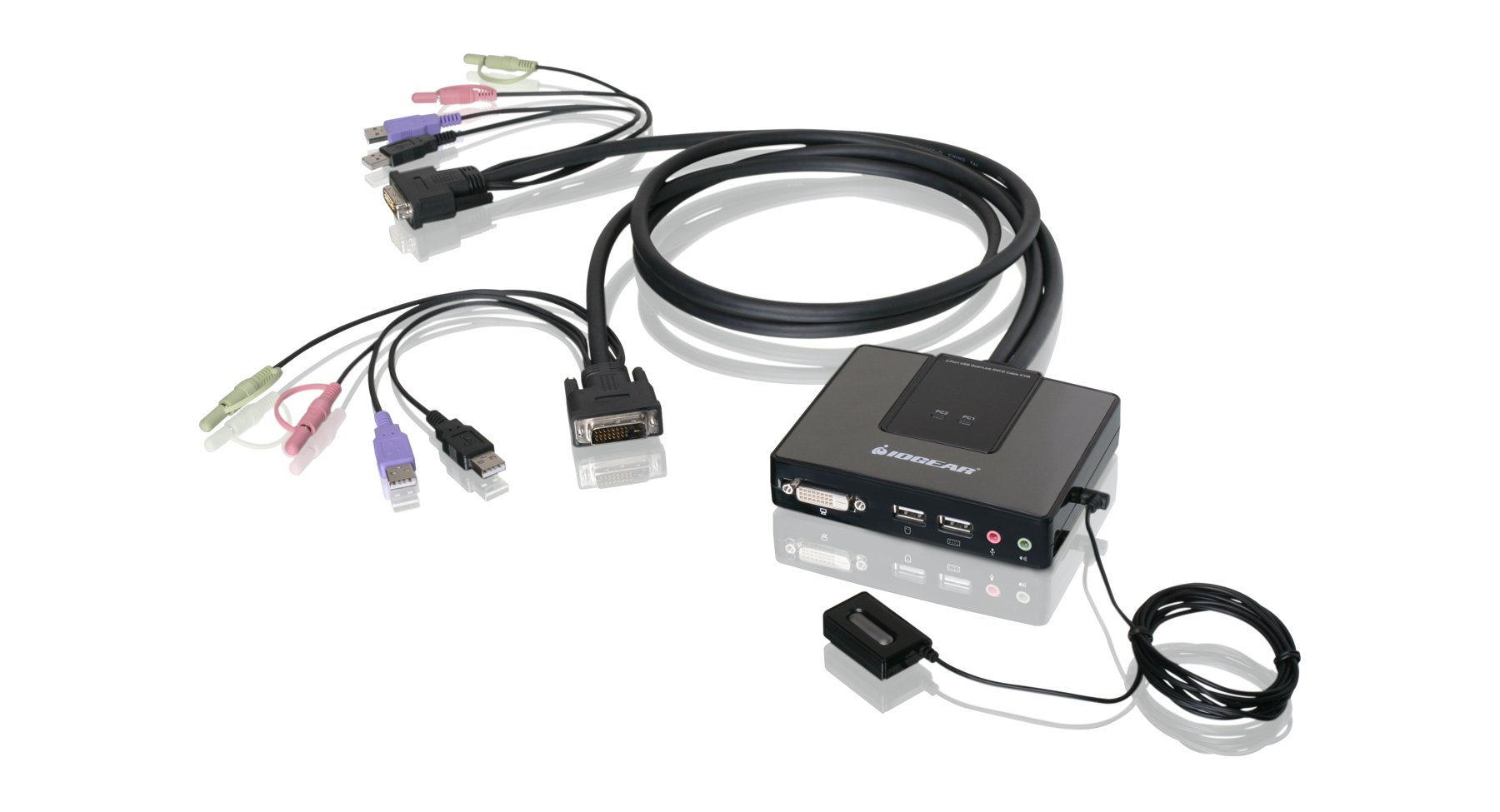 2-Port USB Dual-Link DVI Cable KVM Switch with Audio