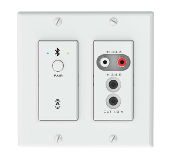 4x2 Channel 2-Gang US Wall Plate With Bluetooth, Dante Proprietary Control, White