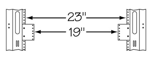 1RU Rackrail Reducer, 23" W to 19" W