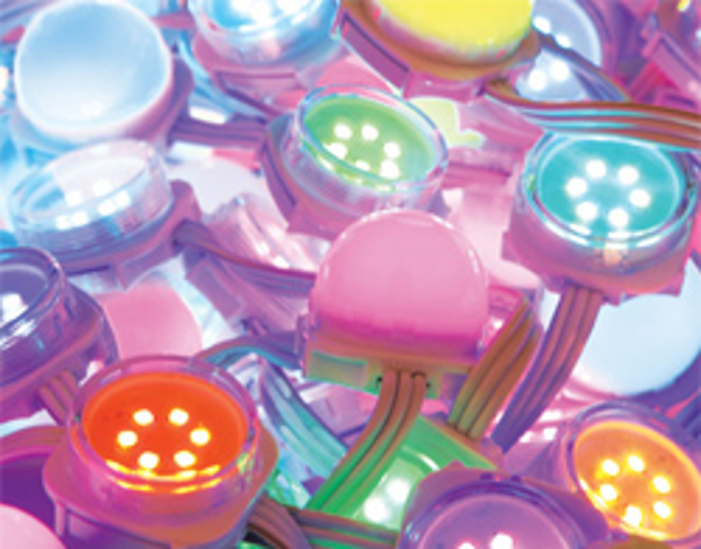 50 iColor Flex LMX Nodes in White with 4" On-Center Node Spacing & Clear Flat Lenses