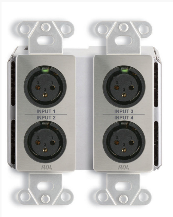 Wall-Mounted Bi-Directional Mic/Line Dante Interface 4 x 2