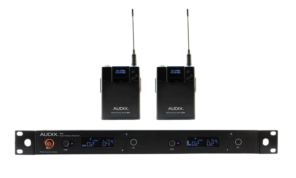 R42 Two Channel Diversity Receiver with Two B60 Bodypack Transmitters, No Microphone
