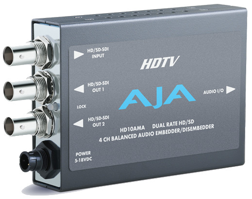 Dual Rate 4 Channel SD/HD-SDI Analog Audio Embedder/Disembedder with XLR Breakout Cable and Power Supply