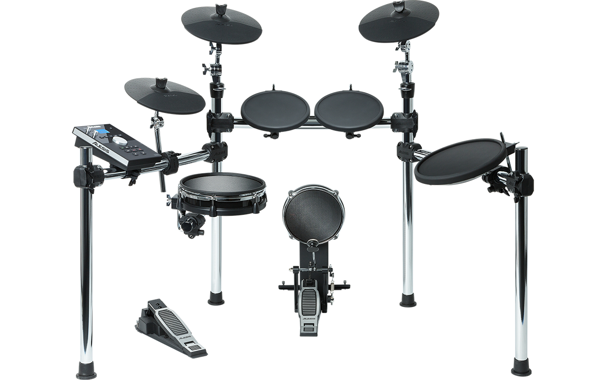 Eight-Piece Electronic Drum Kit with Mesh Snare and Mesh Kick