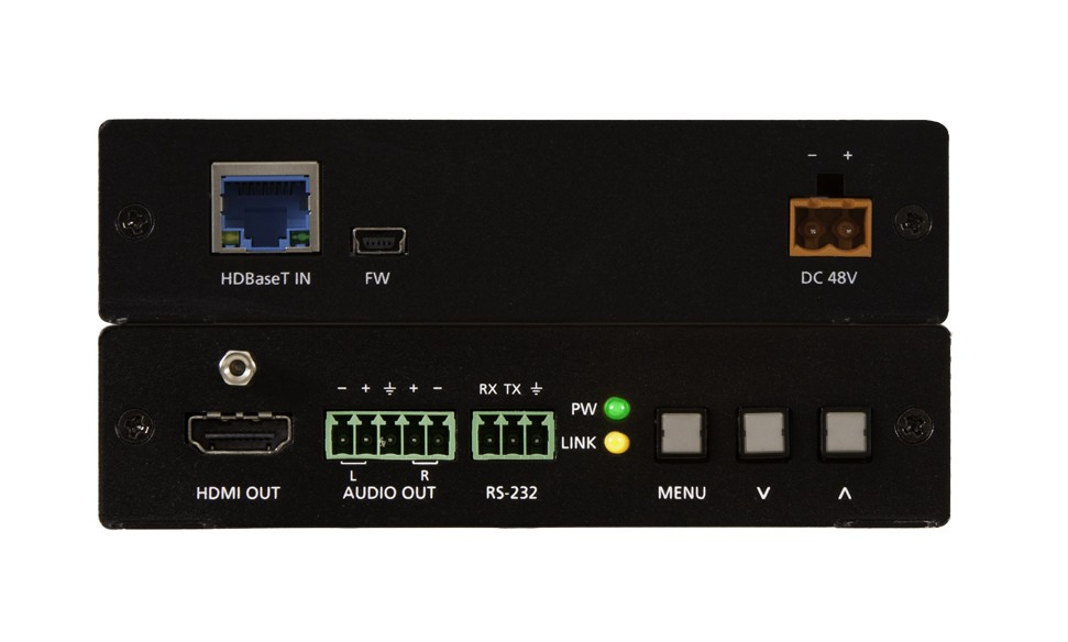 HDBaseT Scaler with HDMI and Analog Audio Outputs