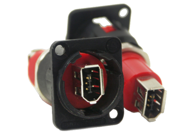 EH Series Firewire Female Feedthru with Nickel Finish