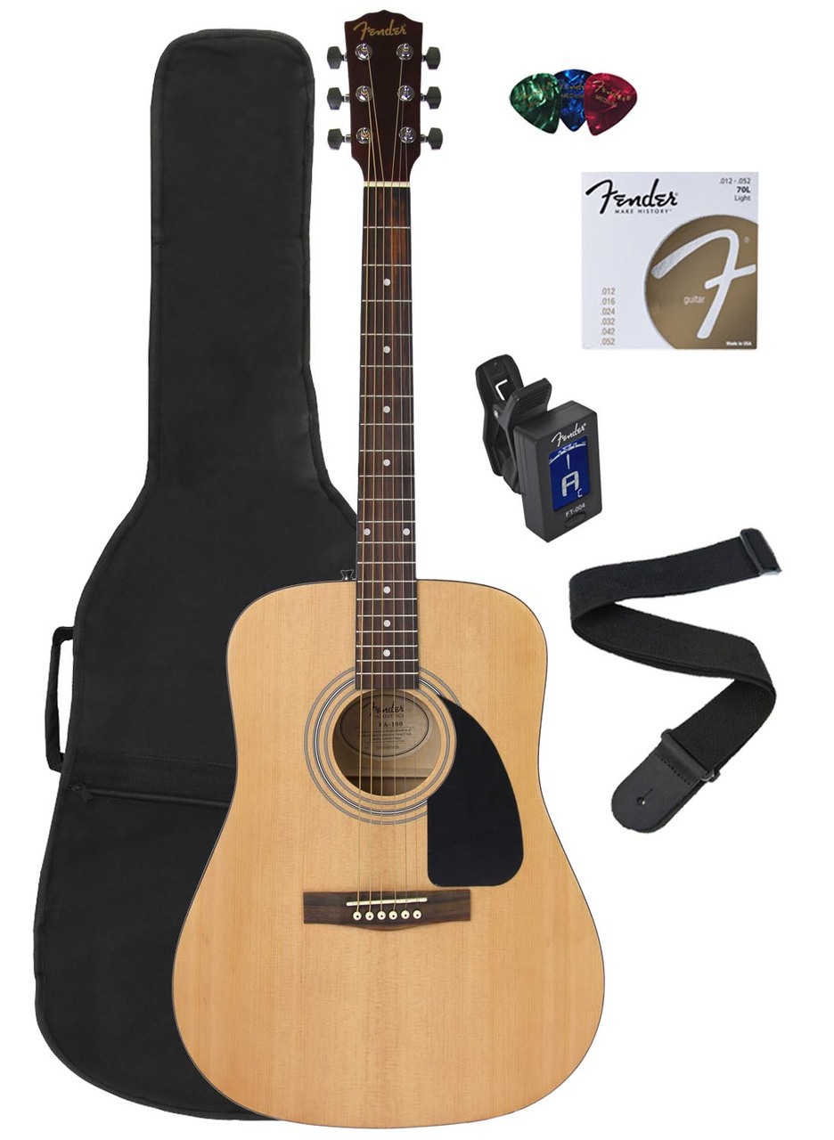 Natural Finish Dreadnought Acoustic Guitar with Accessory Pack