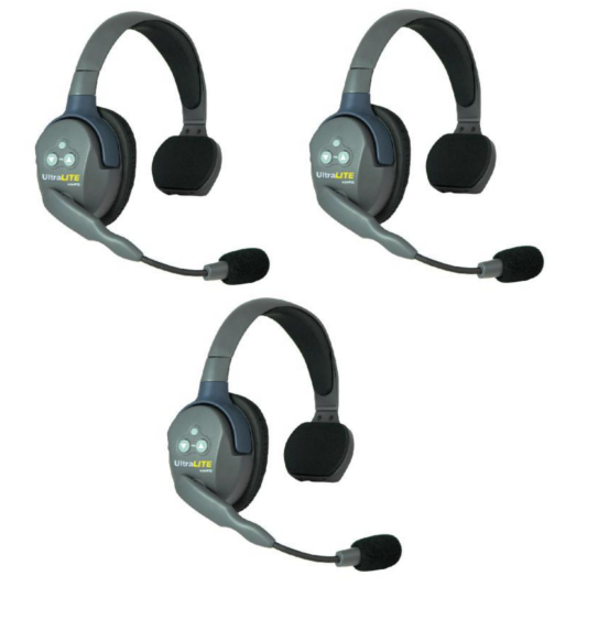 UltraLITE 3 Person System with 3 Single Headsets, Batteries and Case Included