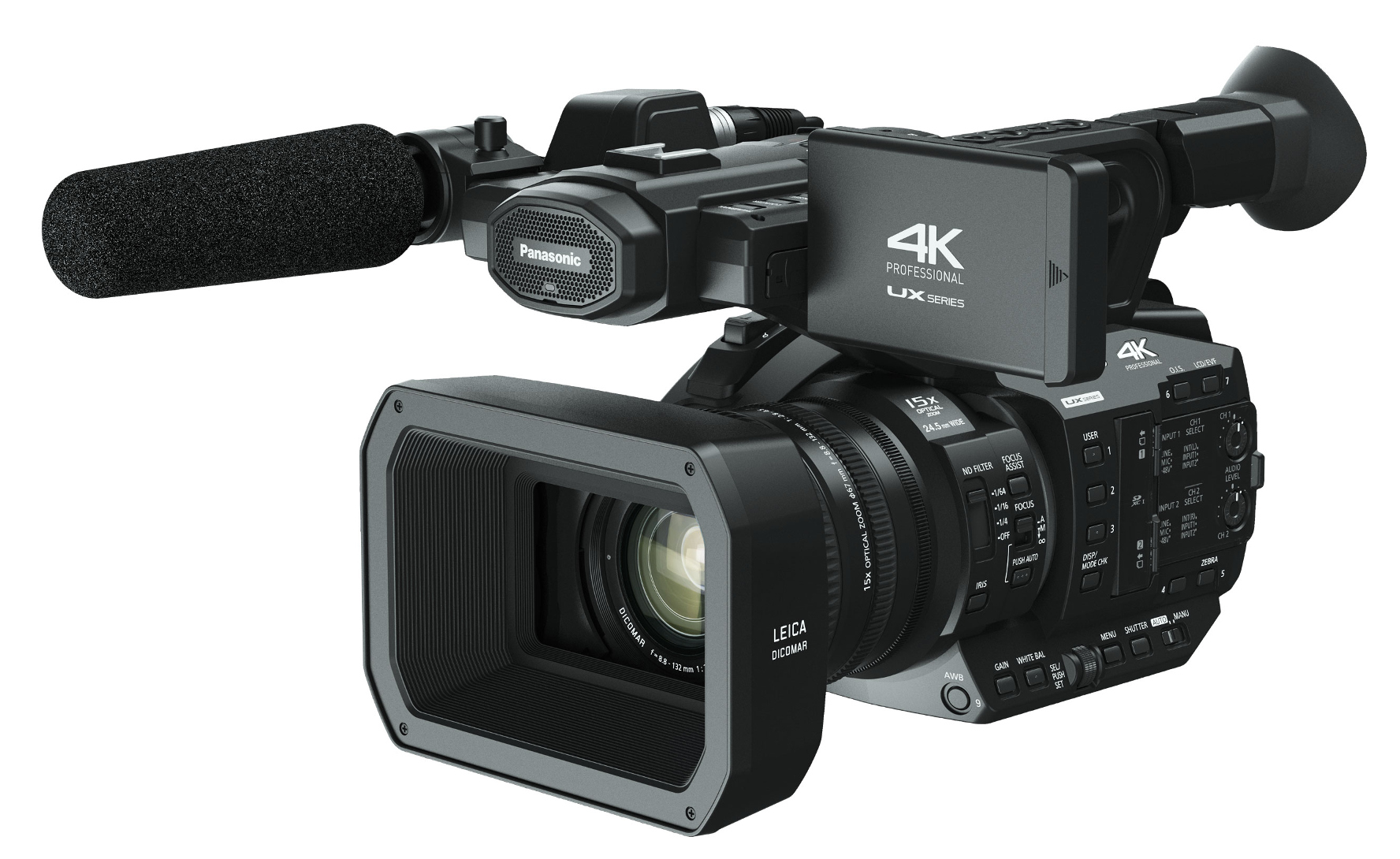 4K Camcorder with 1" MOS Sensor and Wide-Angle 15x Optical Zoom Lens