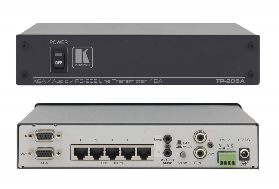 1:5 Computer Graphics Video, Audio & RS-232 Twisted Par Transmitter & Distribution Amplifier