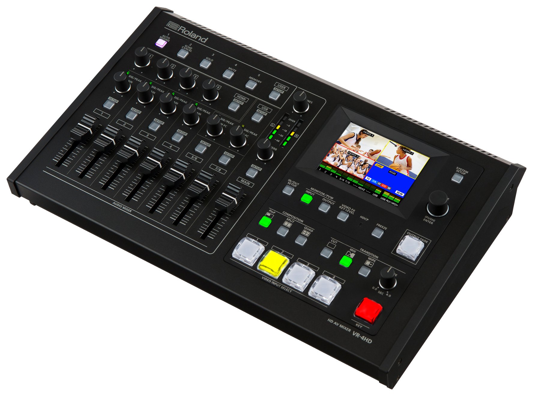 6-Input, 4-Channel HD All In One AV Mixer with Streaming or Recording