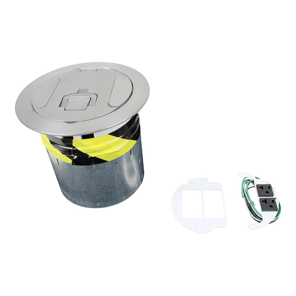 6" Poke-Thru Floor Box with Brushed Aluminum Cover