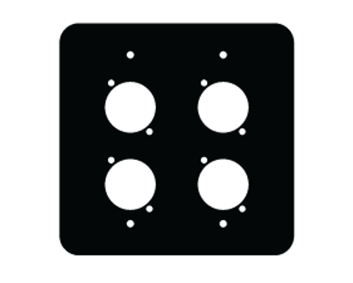 2 Gang FPG Series Black Wall Panel with 4 Neutrik D Cutouts