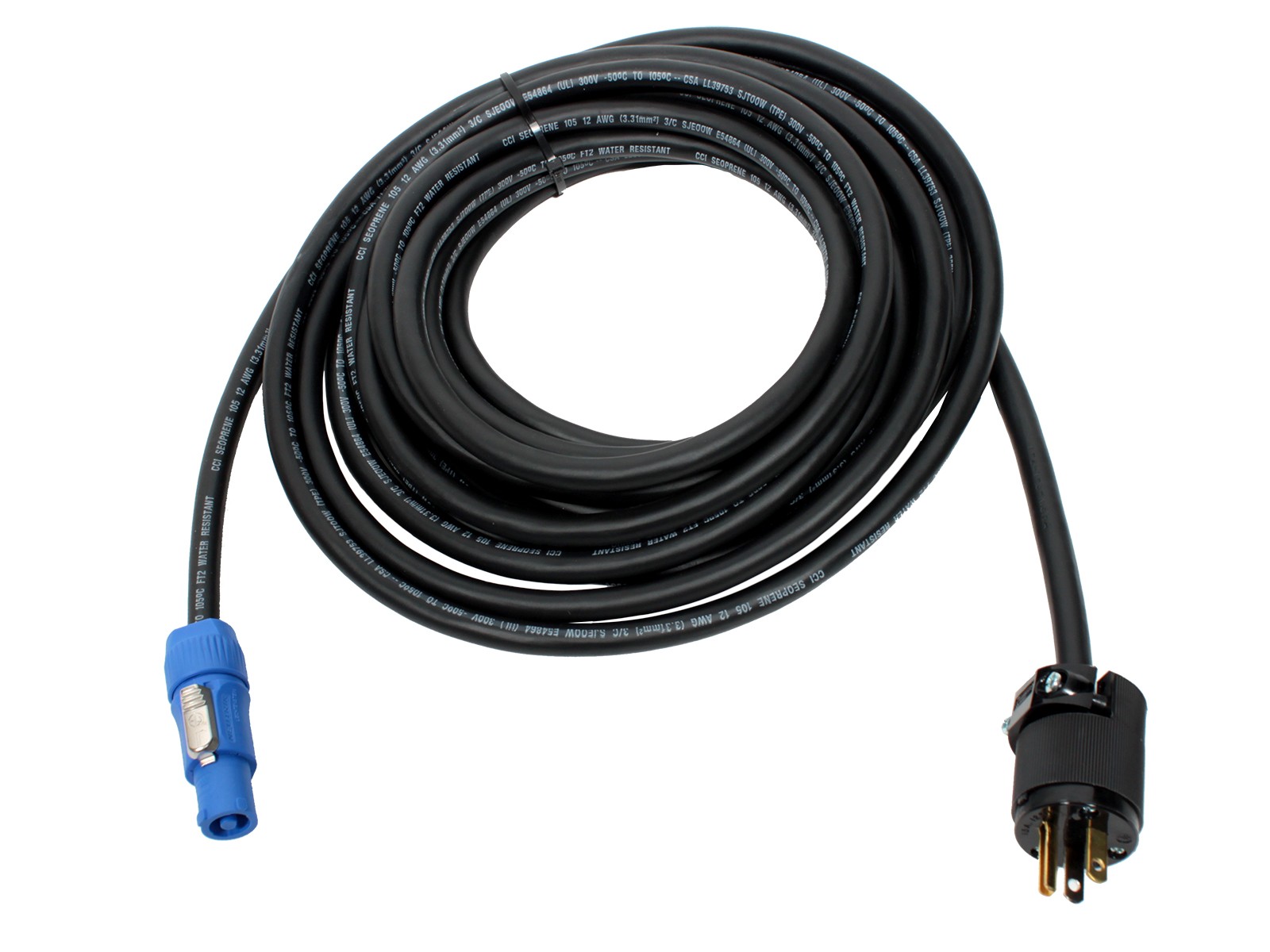 75 ft Neutrik PowerCon to Edison Male Power Cable