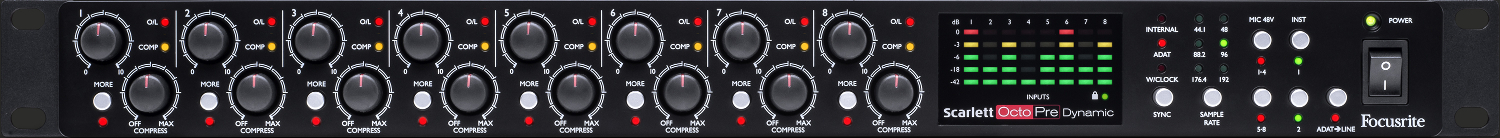 8-Channel Mic Pre with A-D/D-A Conversion and Analogue Compression