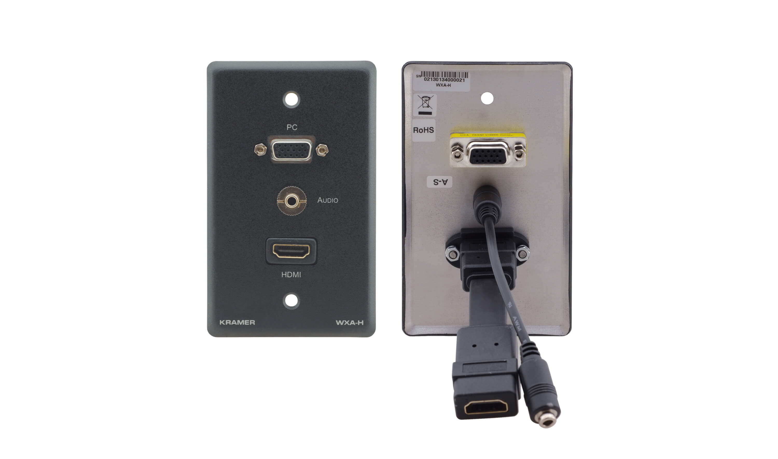 Passive DECORA Wall Plate - 15-Pin HD, 3.5mm Audio, and HDMI