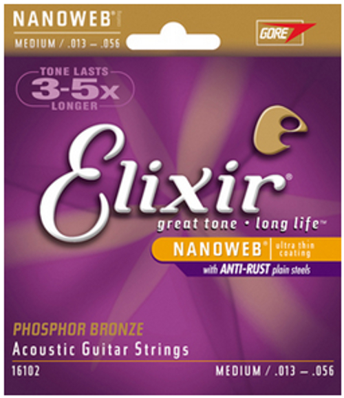 Medium Phosphor Bronze Acoustic Guitar Strings with NANOWEB Coating