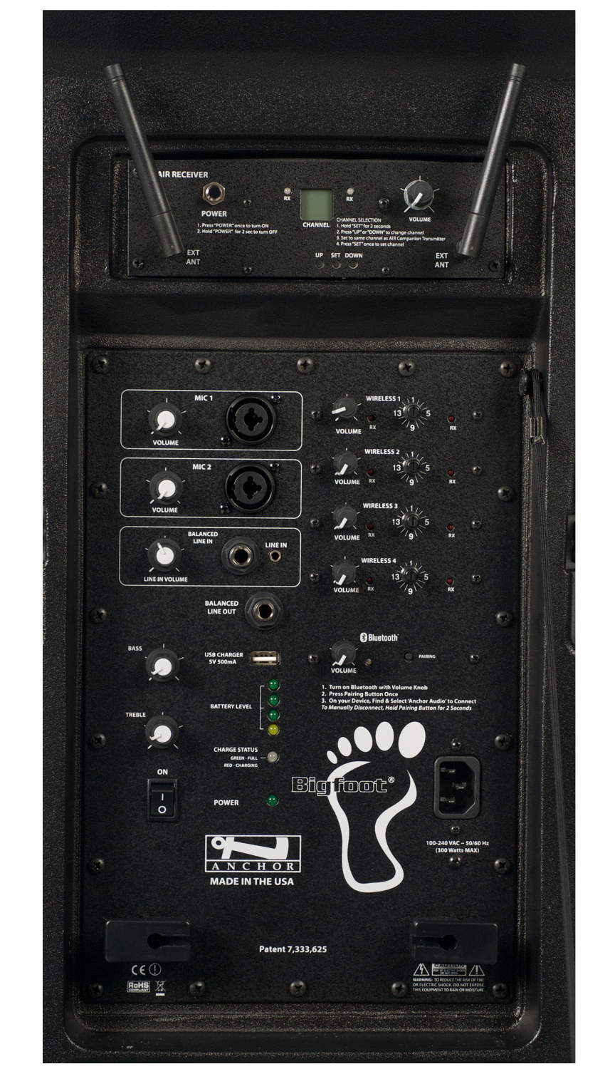Bigfoot Line Array with built-in Bluetooth, AIR Wireless Receiver, and Four Wireless Receivers