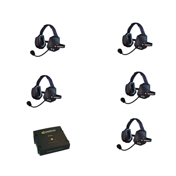 5- Person Xtreme All in one Headsets and 1 Comstar Com-Center Transceiver