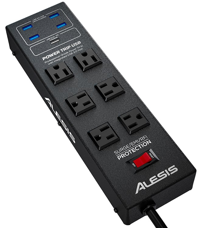 Power Strip with Integrated USB 3.0 Hub and 6 ft USB Cable