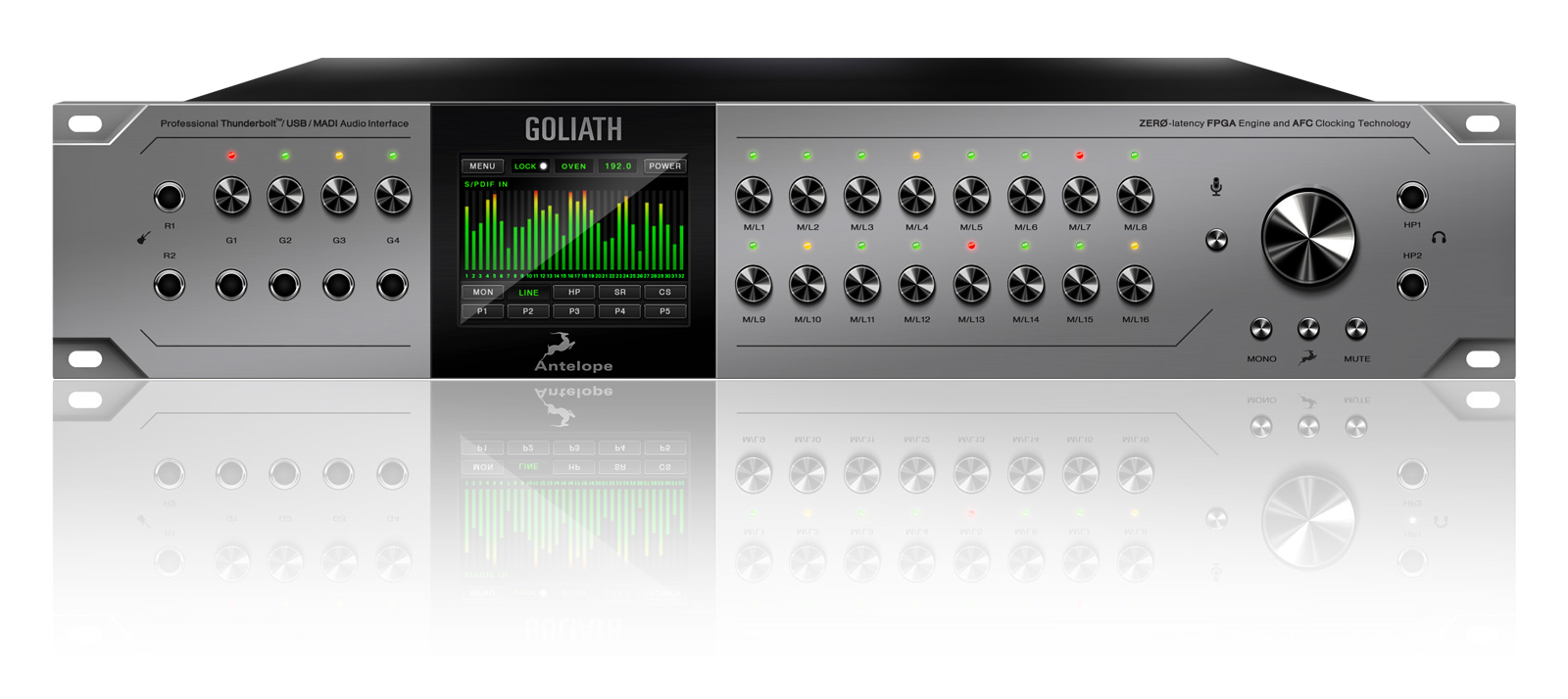 Thunderbolt / USB / MADI Audio Interface with 16 Microphone Preamps