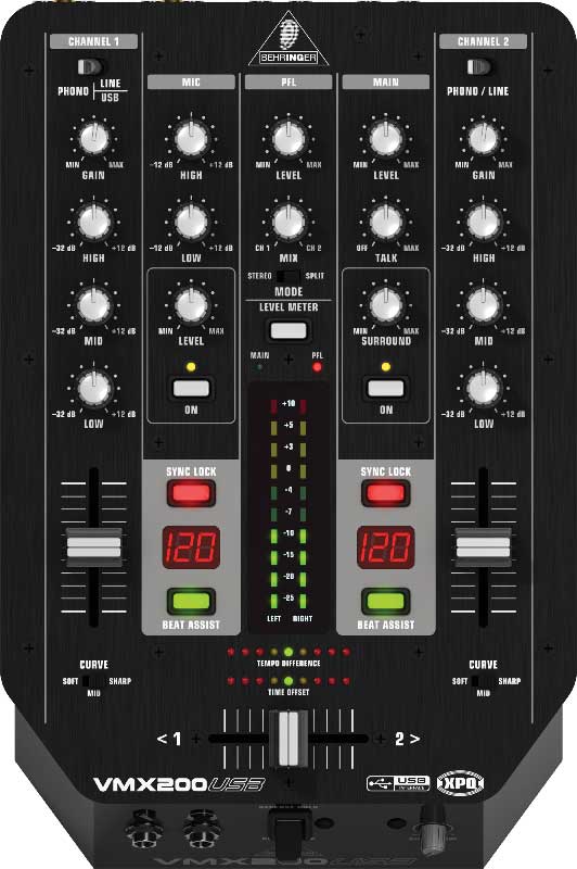 2 Channel DJ Mixer with USB, BPM Counter, VCA Control, and Software Bundle